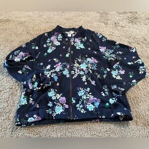 Christopher & Banks • Floral Lightweight Zip Up Bomber Jacket